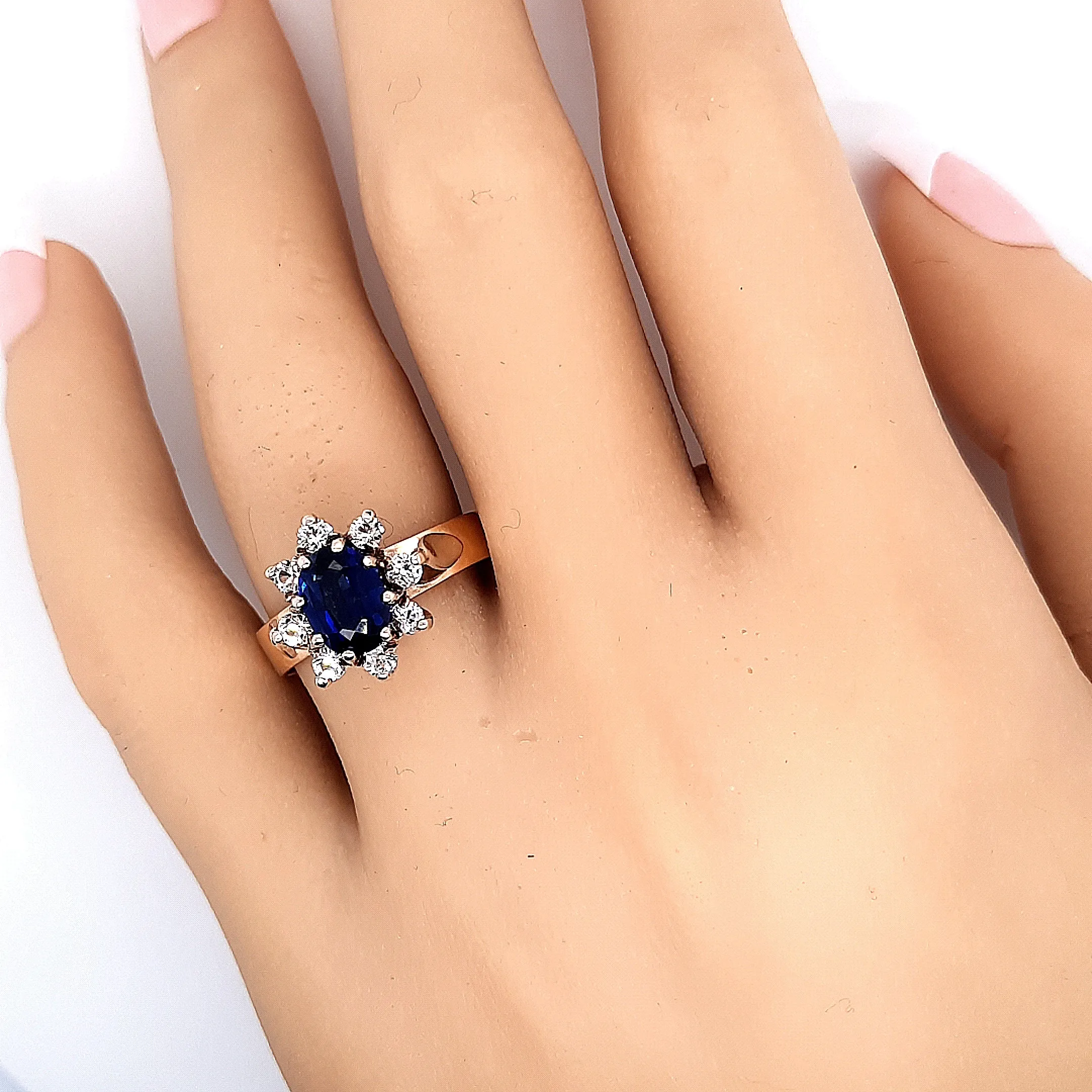 Sapphire and Spinel Yellow and White Gold Ring