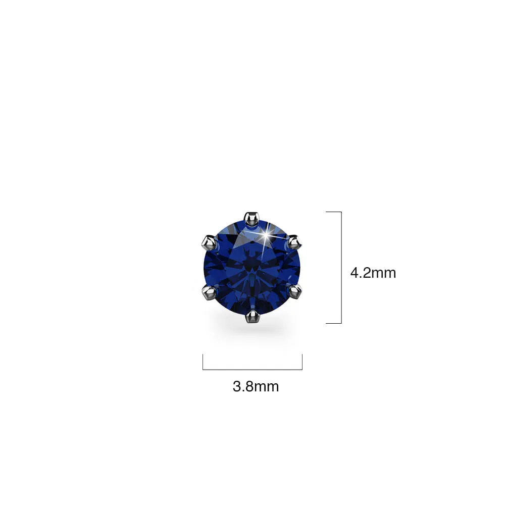 Sapphire Indigo Gems Stud Earrings Encased in 18k White Gold