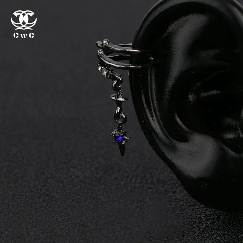 Sapphire Star Hoop Earrings