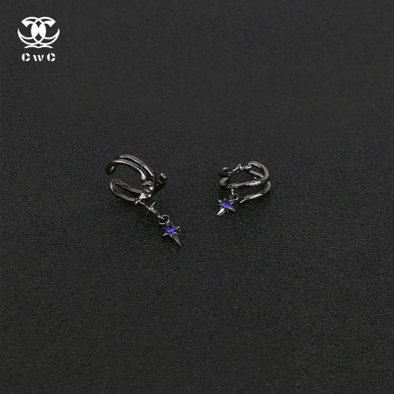 Sapphire Star Hoop Earrings
