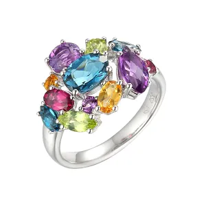 Silver Multi Gem Ring