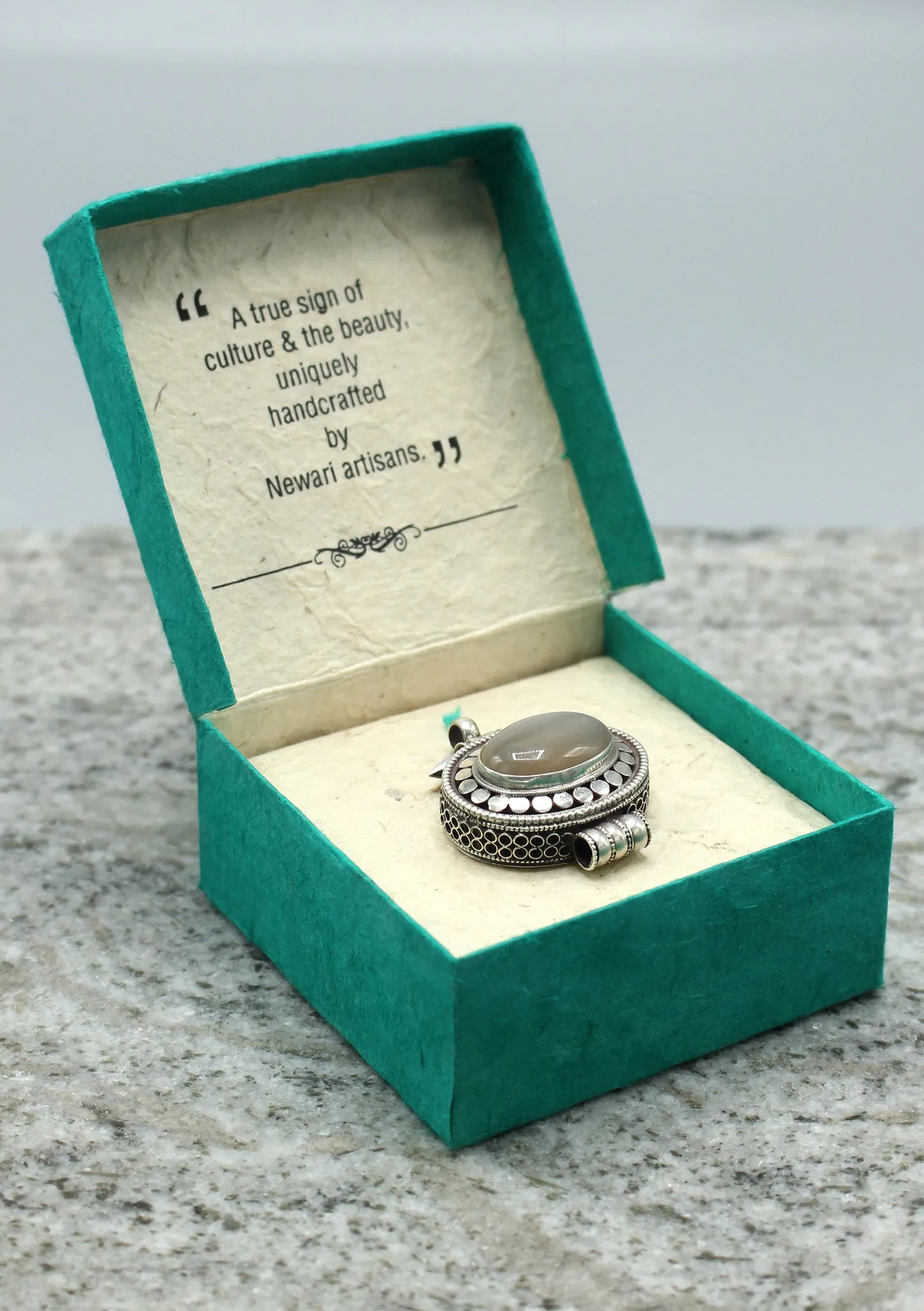 Silver Sterling 925 Mooon Stone Ghau Pendant
