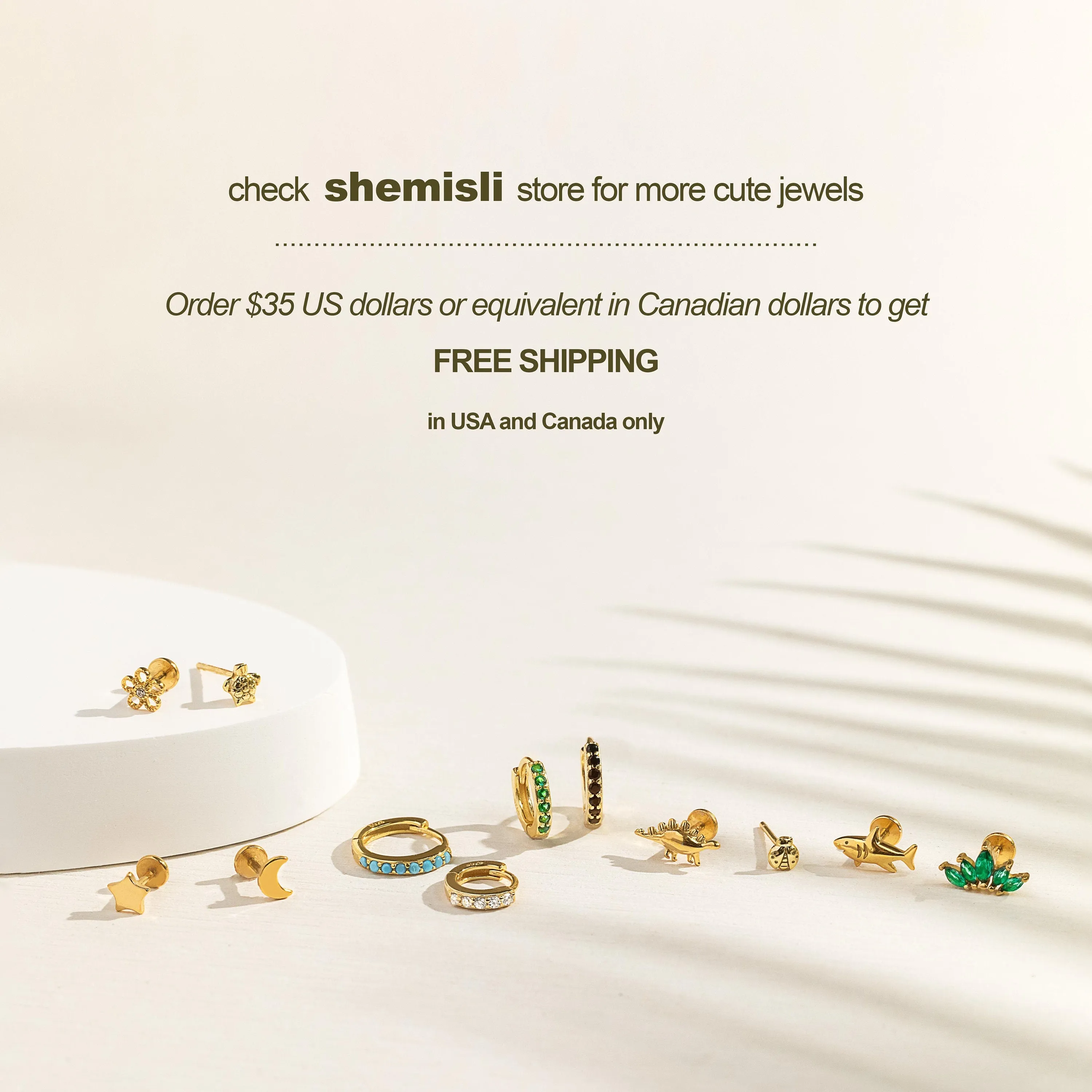 Simple Emerald CZ Conch Hoop Earrings, Huggies, 8, 9, 10, 12mm Unisex, Gold, Silver SHEMISLI - SH346, SH347, SH348, SH031