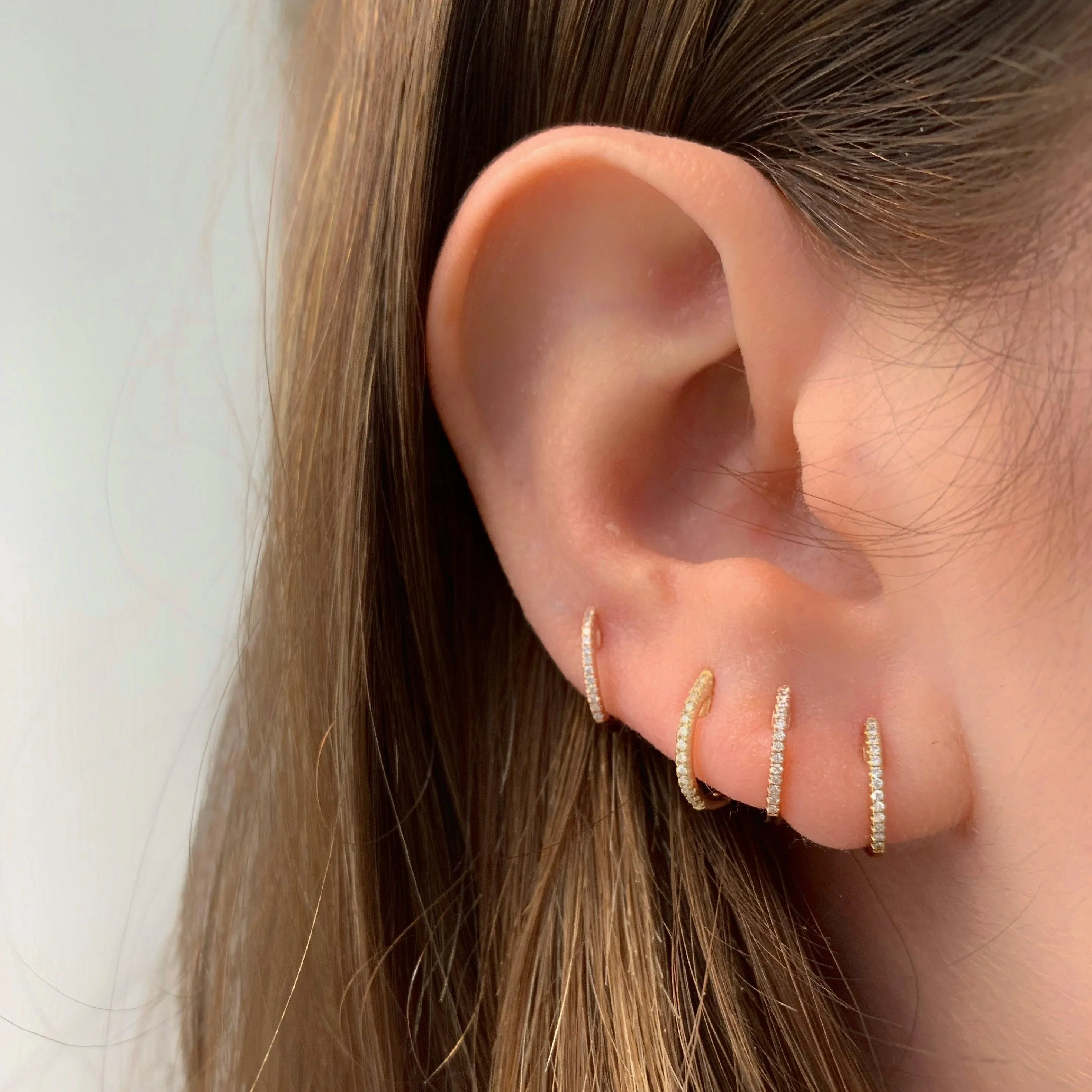 Single 14K Gold Mini Diamond Huggie Earring