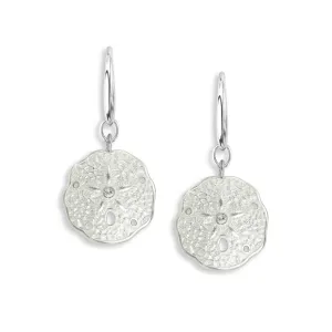 Small White Enamel Sand Dollar Earrings