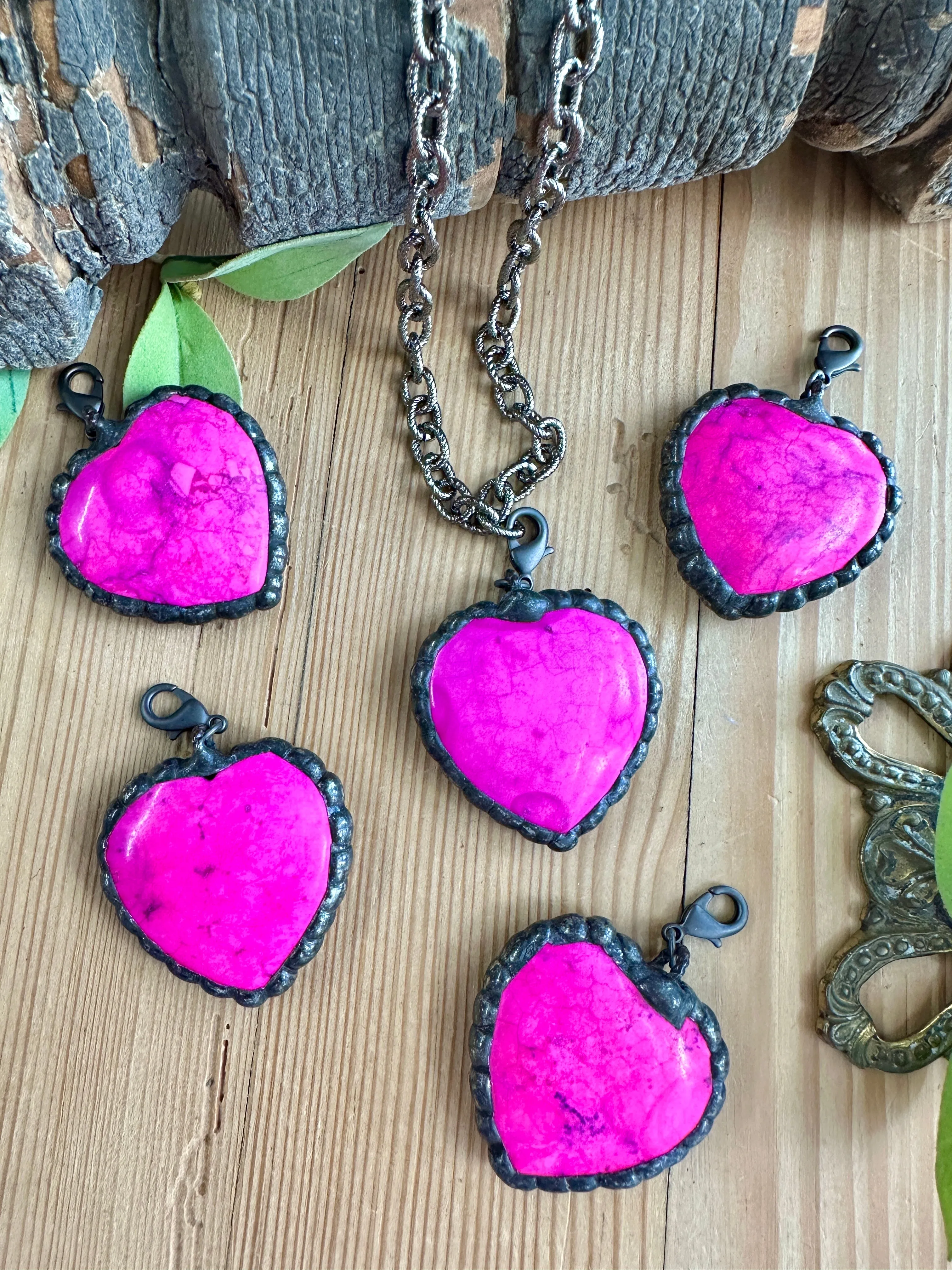Soldered Fuchsia Heart Pendant