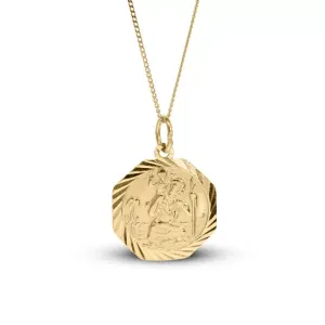 St. Christopher Hexagon Necklace in 9ct Gold