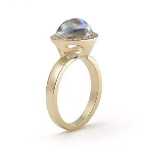 Steller Oval Rainbow Moonstone Ring