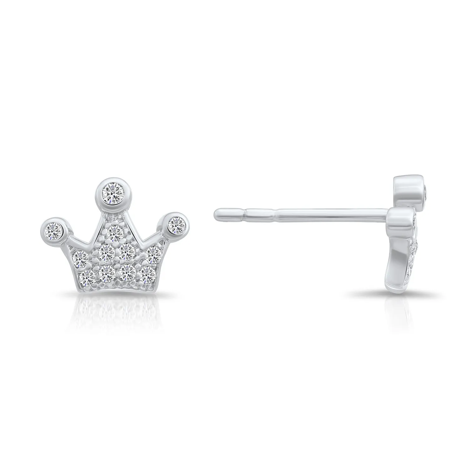 Sterling Silver CZ Crown Stud Earring