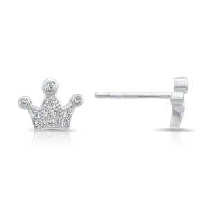 Sterling Silver CZ Crown Stud Earring