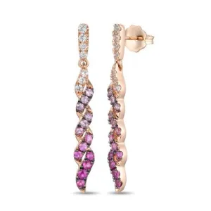 Strawberry Gold White Sapphire Dangle Earrings