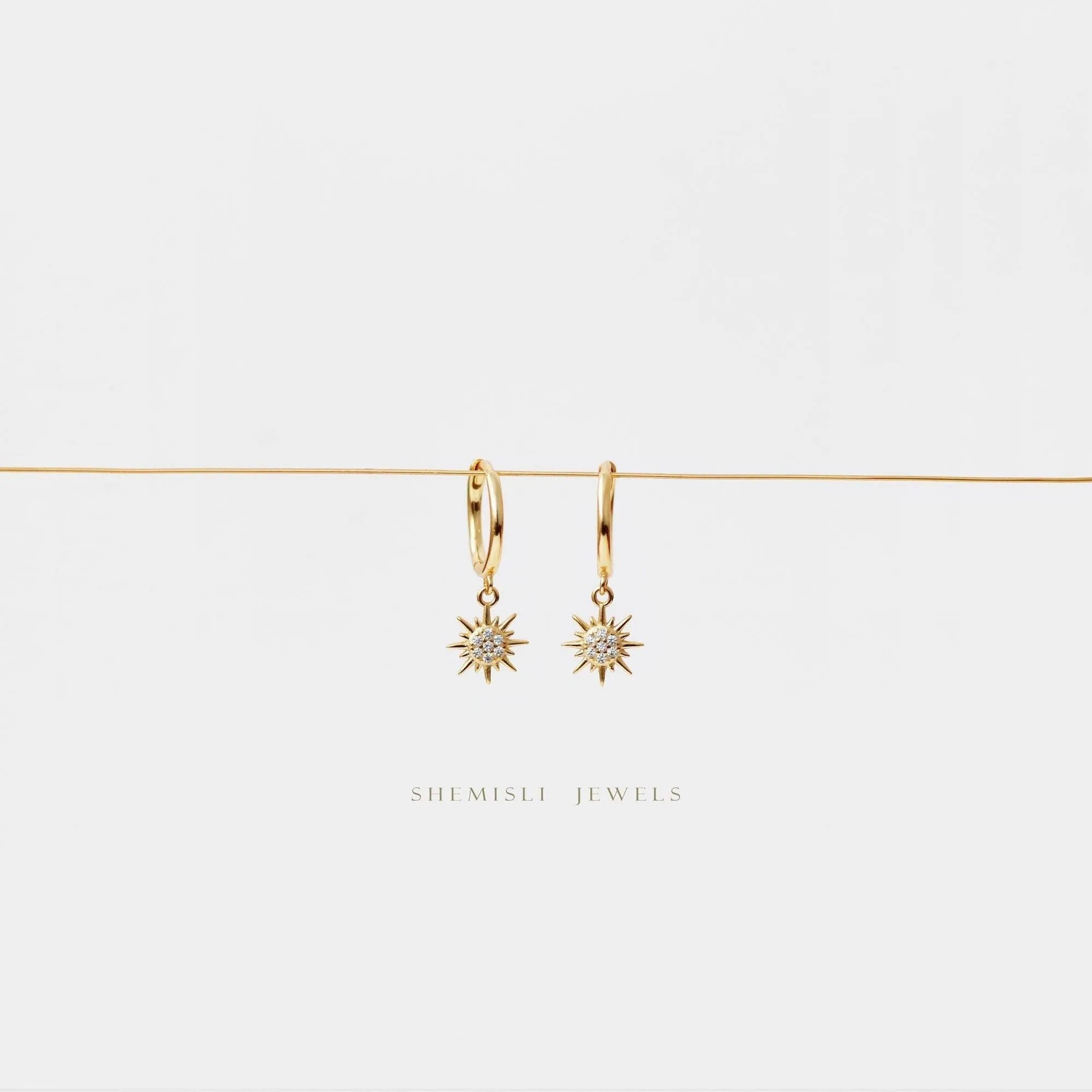 Sun Drop Hoop Earrings, Huggies, Gold, Silver SHEMISLI - SH167