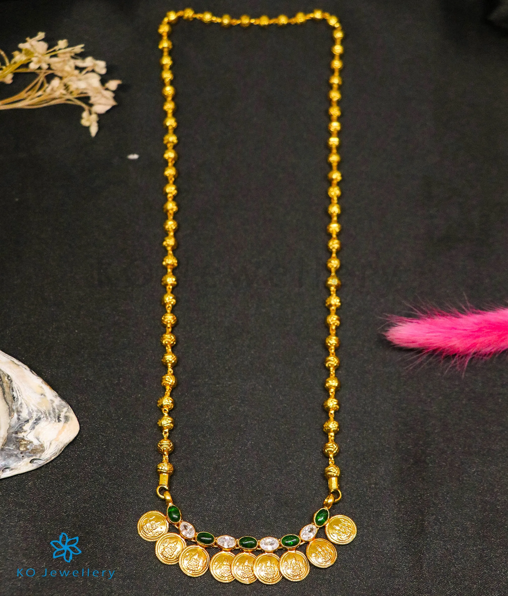 The Prarthana Silver Coin Necklace (Green)
