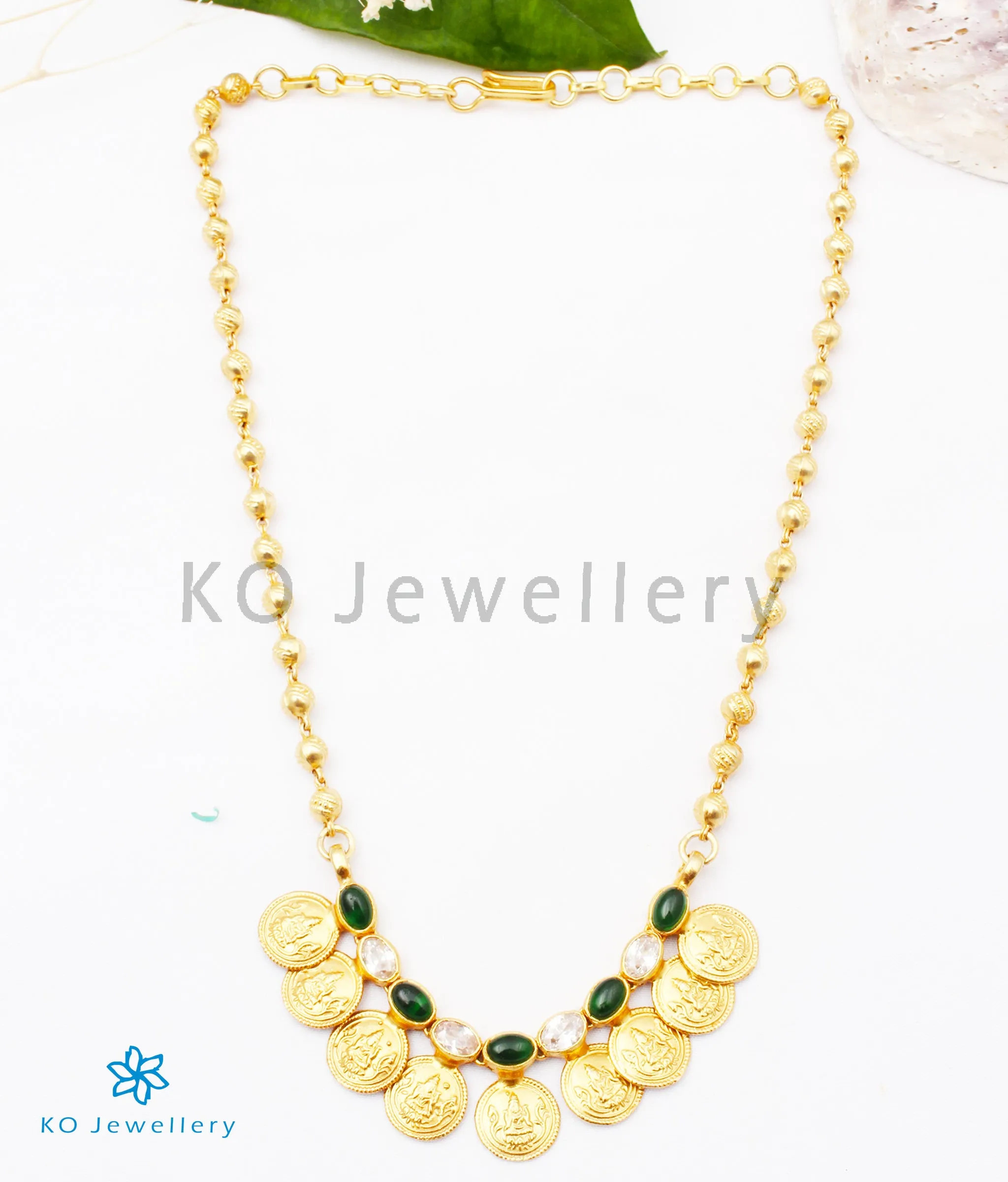 The Prarthana Silver Coin Necklace (Green)