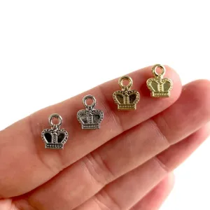 Tiny Crown charms Royal pendant 6mm Silver Gold