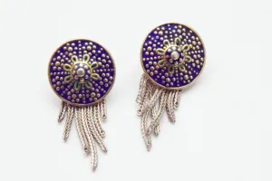 Turkish Silver and Enamel Tassel Earrings
