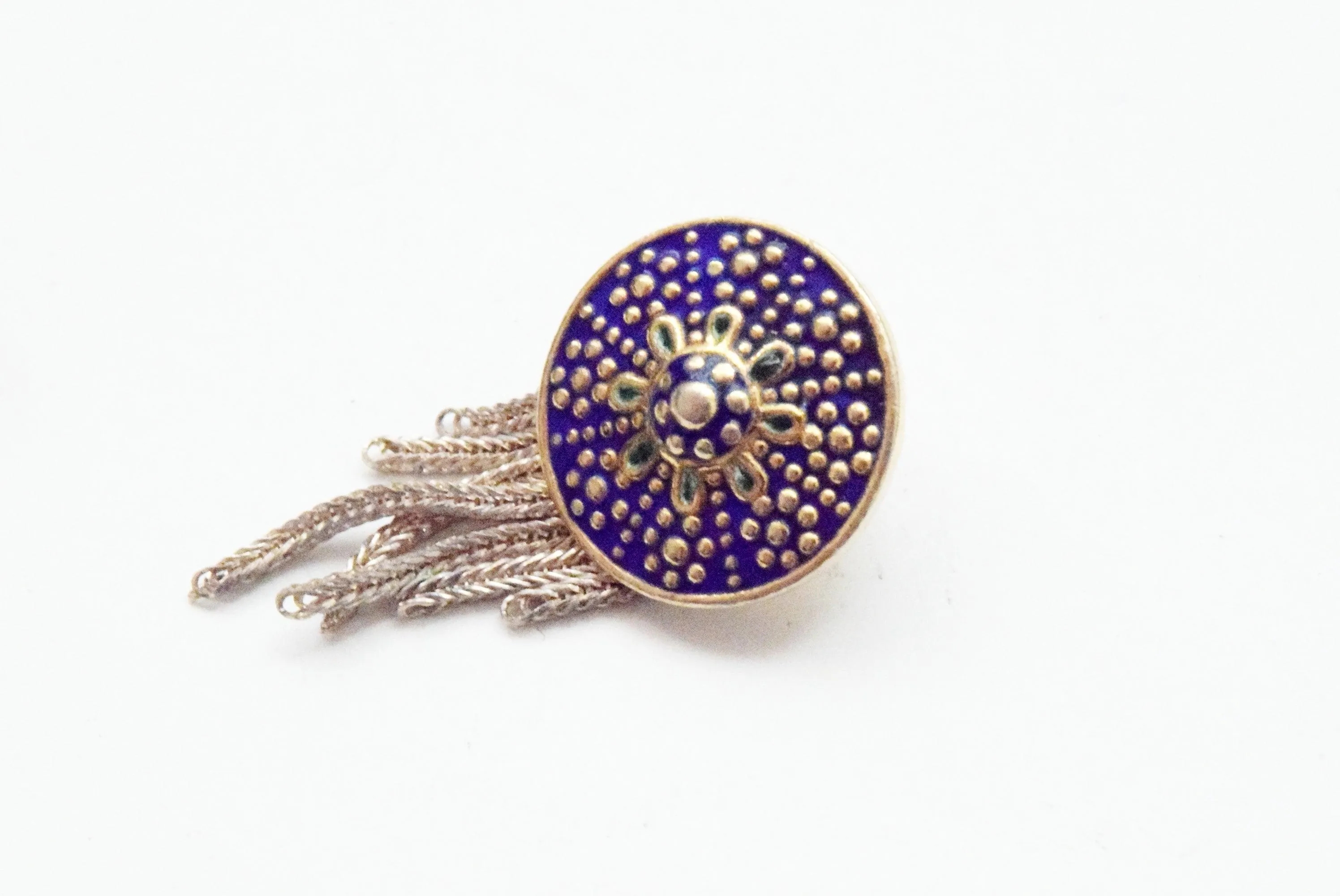 Turkish Silver and Enamel Tassel Earrings