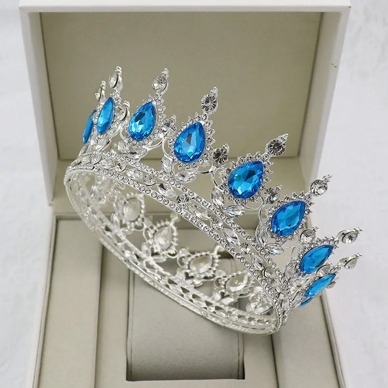 Vintage Crystal Royal Queen King Full Round Tiara Crown Hair Accessories