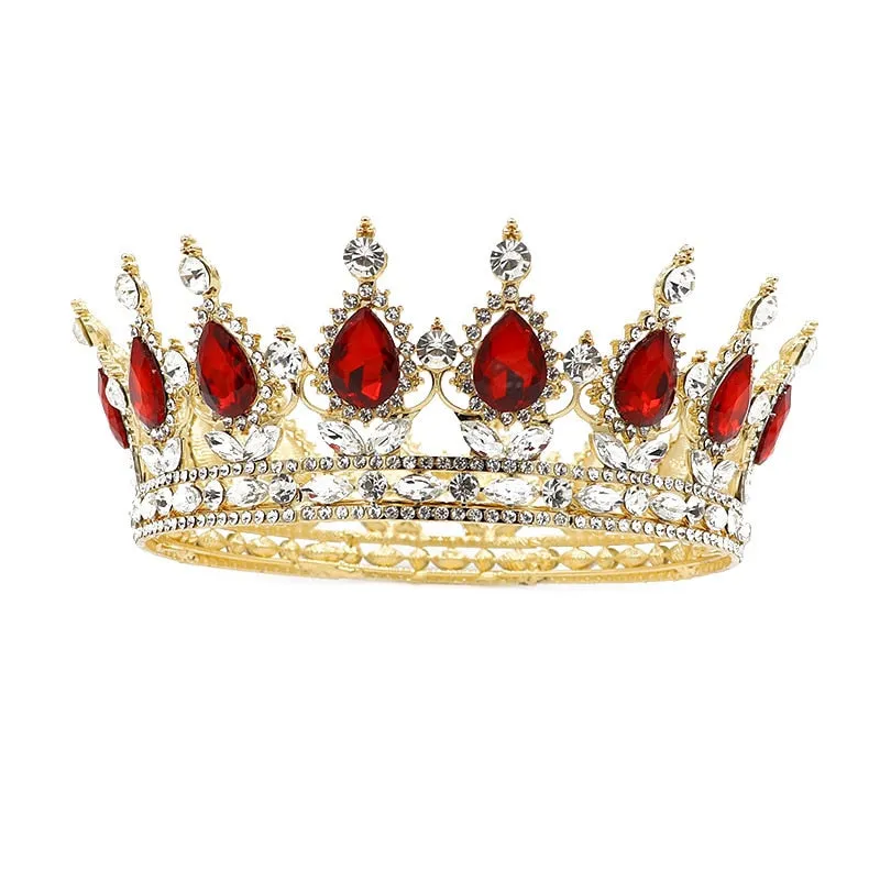 Vintage Crystal Royal Queen King Full Round Tiara Crown Hair Accessories
