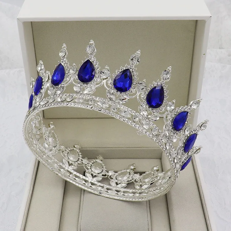 Vintage Crystal Royal Queen King Full Round Tiara Crown Hair Accessories