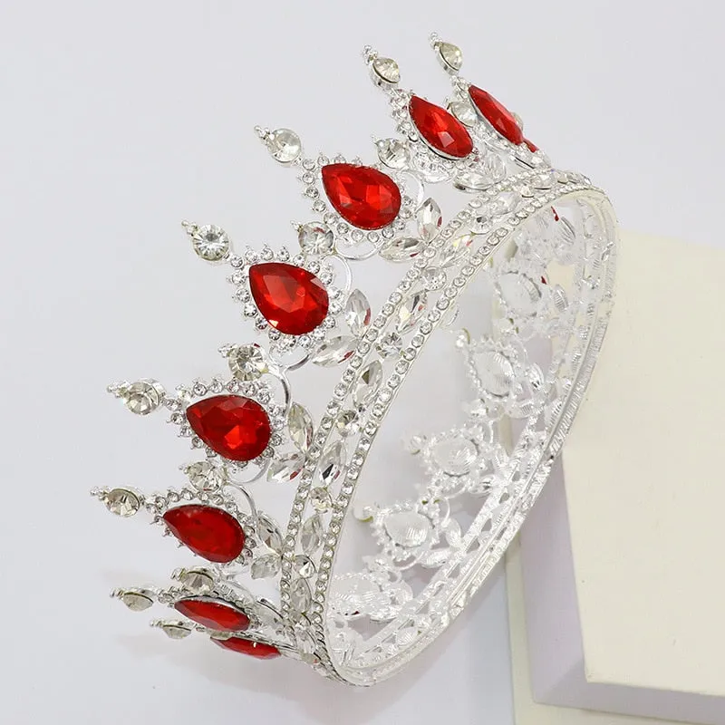 Vintage Crystal Royal Queen King Full Round Tiara Crown Hair Accessories