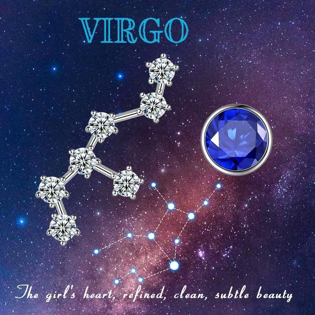Virgo Earrings September Birthstone Zodiac Studs Women Girls Jewelry Birthday Gift