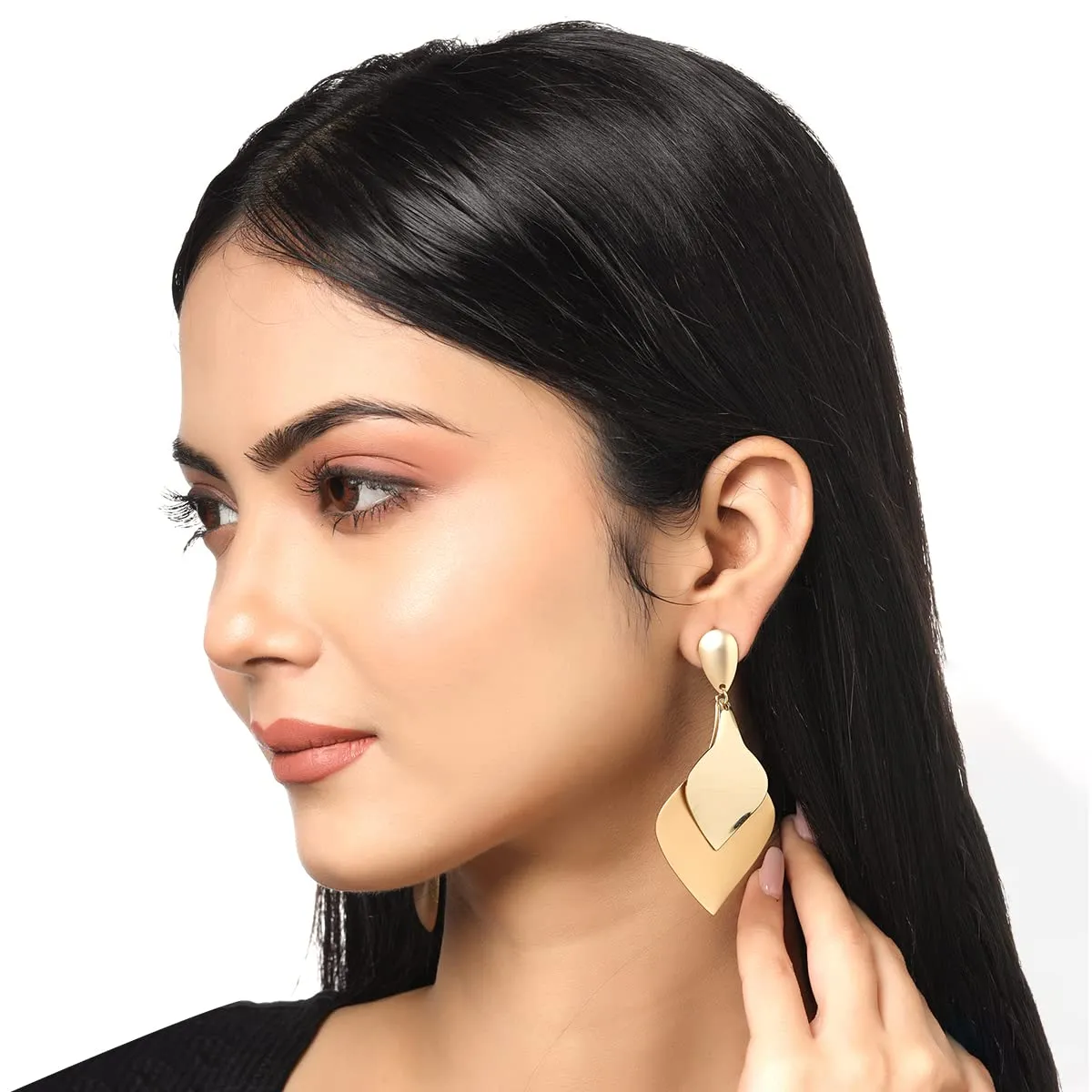Yellow Chimes Earrings for Women and Girls Golden Drop Earrings | Gold Plated Earrings for Girls Leafy Shaped Western Drop Earrings for women | Birthday Gift for girls and women Anniversary Gift for Wife