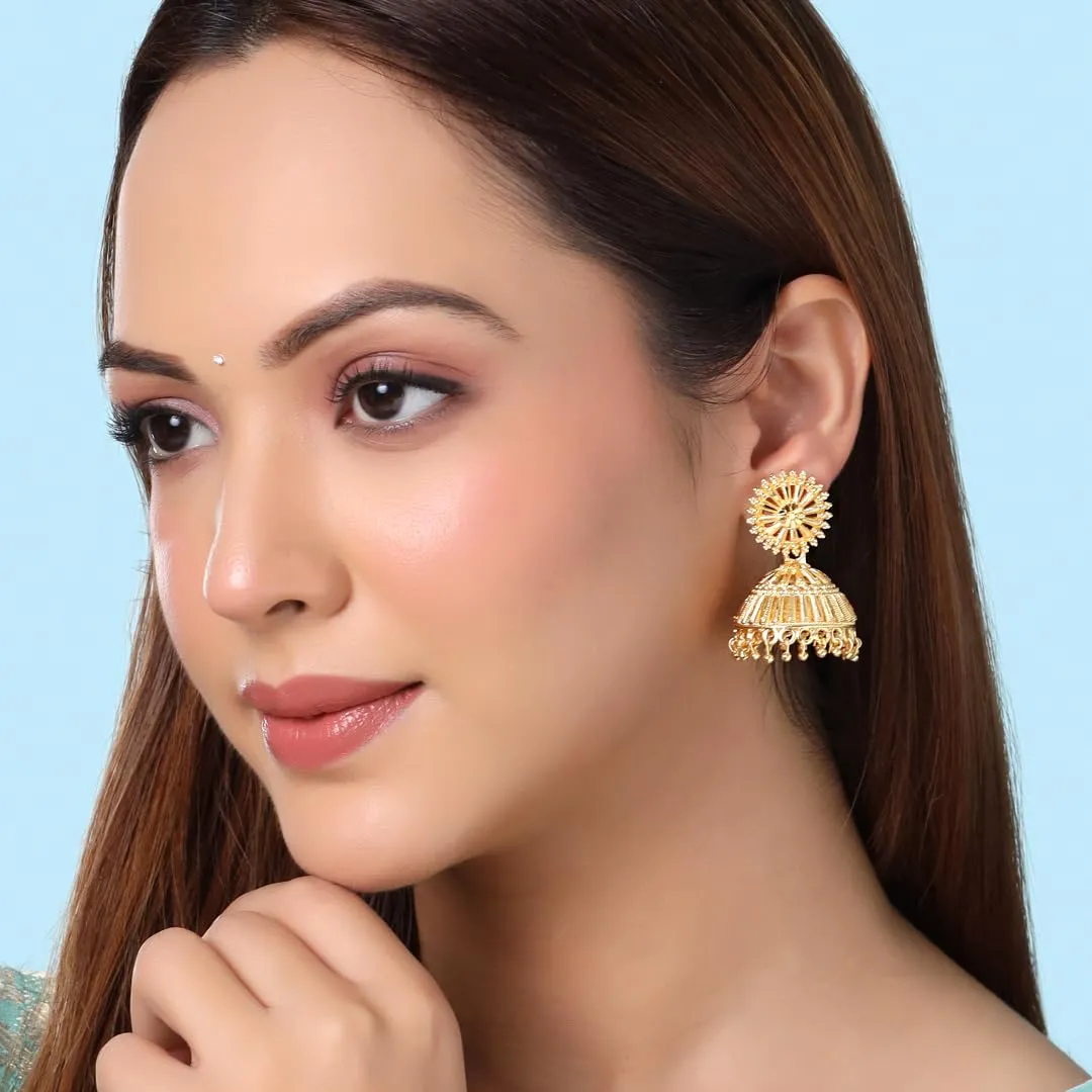 Yellow Chimes Earrings for Women and Girls Traditional Golden Jhumka Earrings for Women | One Gram Gold Plated Combo Of 2 Pairs Big Jhumka Jhumki Earrings | Birthday Gift for Girls & Women…
